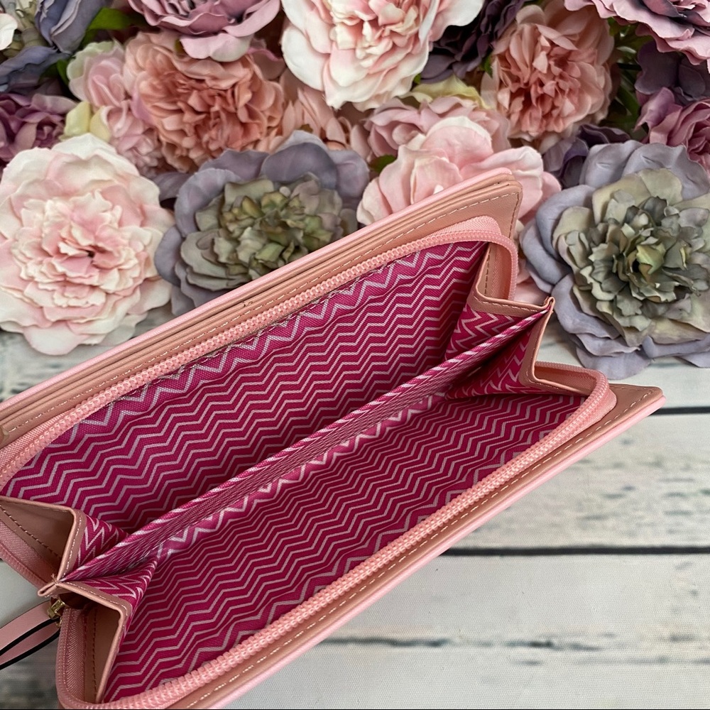 Pink Vegan Leather Cat Clutch Wallet Checkbook - Picture 11 of 15